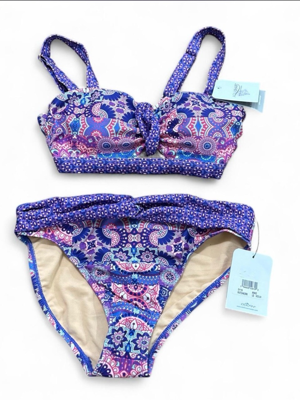 Dolfin aqua shape purple paisley bikini size M NWT